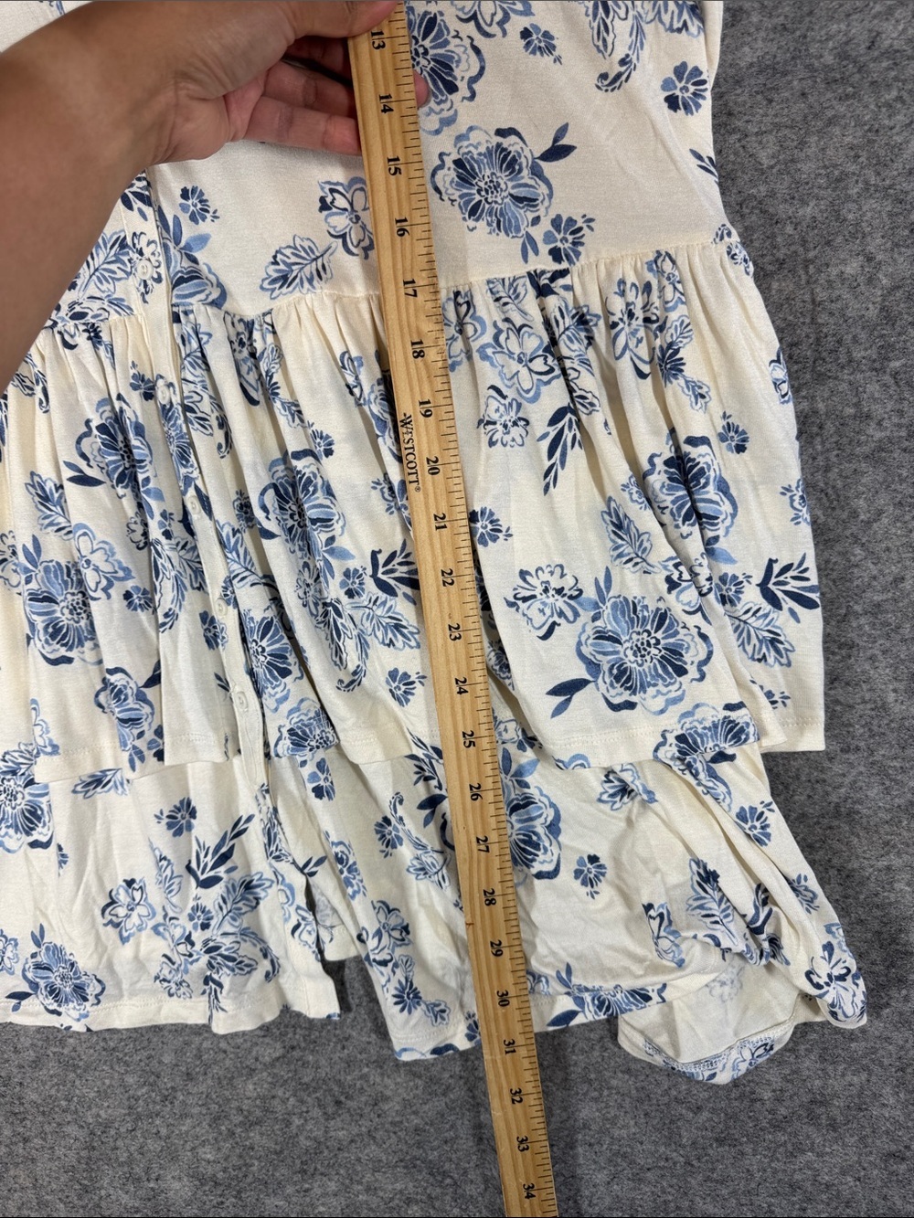 Torrid Super Soft Floral Babydoll Tunic Top Ivory Blue Size 3 Cottagecore Boho - Picture 8 of 13